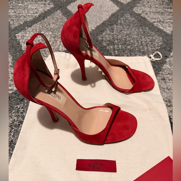 Valentino Red Ankle Strap Heels - Picture 2 of 8